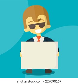  businessman holding blank notes characters poses , eps10 vector format