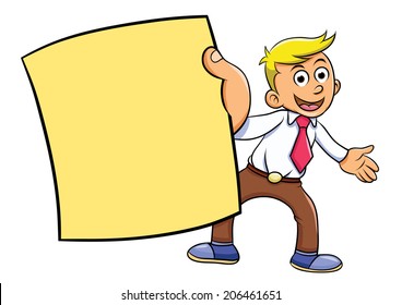 businessman holding blank notes. EPS10  File simple technique  no Gradients  no Effects no mesh no Transparencies. 