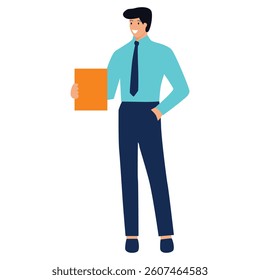 Businessman Holding Book Document Illustration