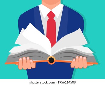 businessman holding a book Isolated on the background. Vector illustration
