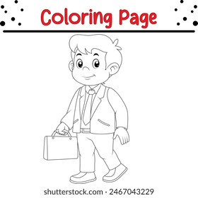 businessman holding briefcase coloring book page for kids and adults