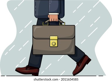 Businessman holding a Briefcase. Cropped view. Vector image
