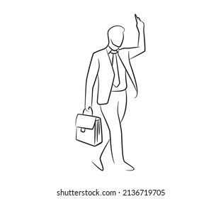 businessman holding briefcase hand drawn illustration