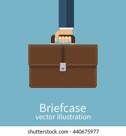 Businessman holding a briefcase in hand. Vector illustration flat design. Concept management.