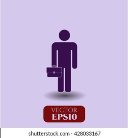 Businessman holding briefcase icon