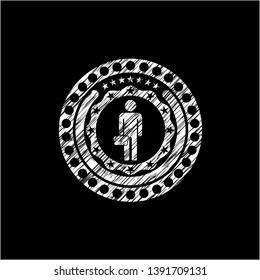 businessman holding briefcase icon with chalkboard texture