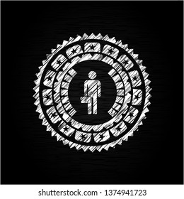 businessman holding briefcase icon drawn on blackboard