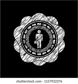 businessman holding briefcase icon inside chalk emblem