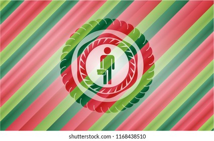 businessman holding briefcase icon inside christmas emblem background.