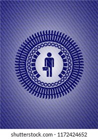 businessman holding briefcase icon inside emblem with jean high quality background
