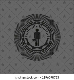businessman holding briefcase icon inside dark emblem. Retro