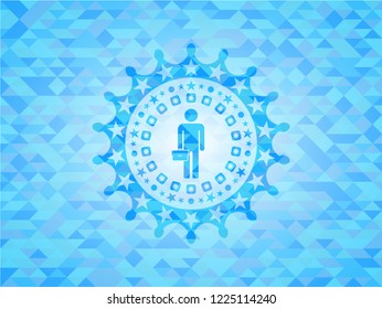 businessman holding briefcase icon inside sky blue emblem. Mosaic background