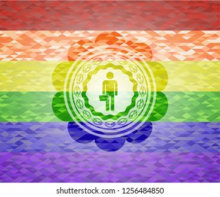 businessman holding briefcase icon inside lgbt colors emblem 