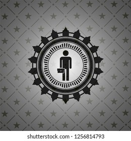 businessman holding briefcase icon inside realistic dark emblem