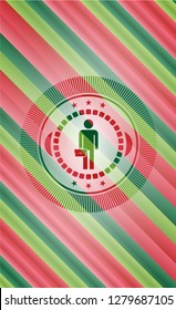 businessman holding briefcase icon inside christmas colors style badge.