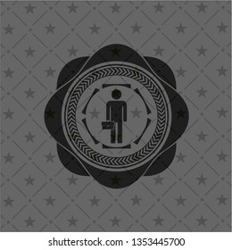 businessman holding briefcase icon inside realistic black emblem