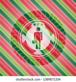 businessman holding briefcase icon inside christmas badge.