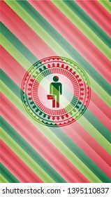 businessman holding briefcase icon inside christmas style badge..