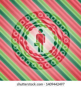 businessman holding briefcase icon inside christmas emblem background.