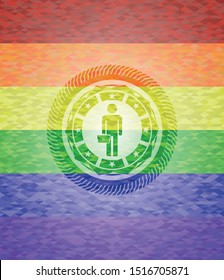businessman holding briefcase icon inside lgbt colors emblem 