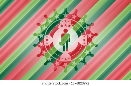 businessman holding briefcase icon inside christmas style badge..