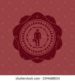 businessman holding briefcase icon inside red icon or emblem