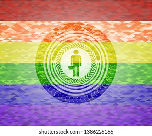 businessman holding briefcase icon on mosaic background with the colors of the LGBT flag