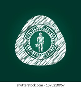 businessman holding briefcase icon on chalkboard, vector illustration, pretty design