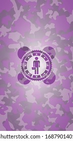businessman holding briefcase icon on pink camouflage pattern