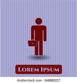Businessman holding briefcase icon or symbol