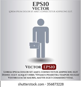 Businessman holding briefcase icon vector illustration