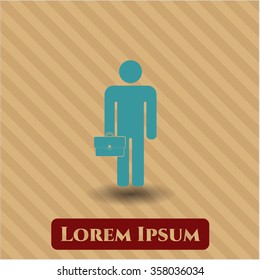 Businessman holding briefcase icon vector illustration