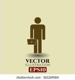 Businessman holding briefcase icon vector illustration