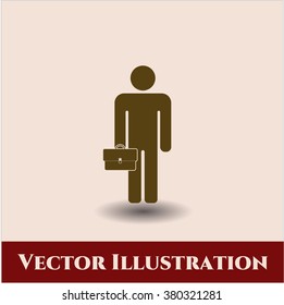 Businessman holding briefcase icon vector illustration