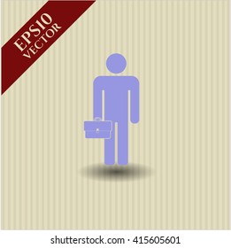 Businessman holding briefcase icon vector illustration