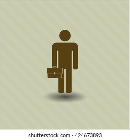 Businessman holding briefcase icon vector symbol flat