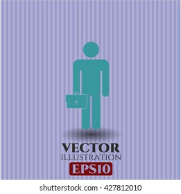 Businessman holding briefcase icon vector symbol flat