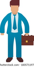 Businessman holding briefcase isolated on white background. Vector illustration flat design. Male cartoon character. Office manager in a business suit. Confident man