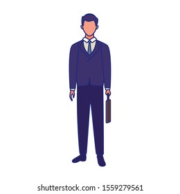 businessman holding a briefcase standing icon over white background, vector illustration