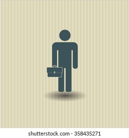 Businessman holding briefcase vector icon