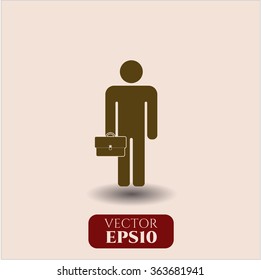 Businessman holding briefcase vector icon