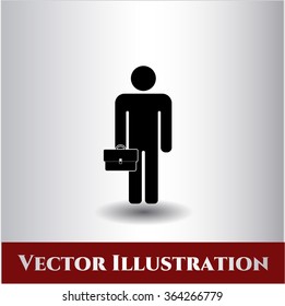 Businessman holding briefcase vector icon