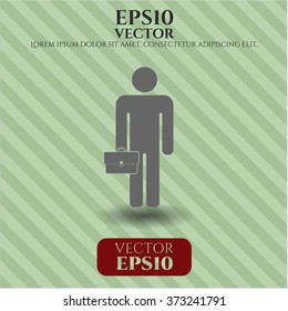 Businessman holding briefcase vector icon or symbol