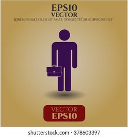 Businessman holding briefcase vector icon