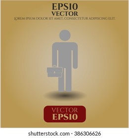 Businessman holding briefcase vector icon or symbol