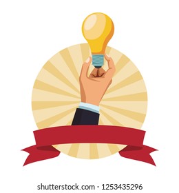 businessman holding bulb light big idea