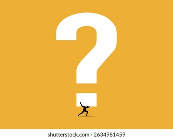 Businessman holding a burden of a question mark