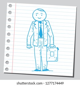 Businessman holding canister 