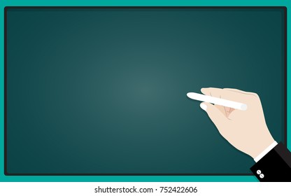 Businessman holding a chalkboard writing on board, Concept business vector flat