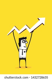 Businessman holding up a chart